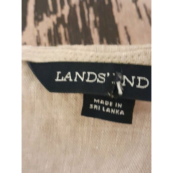 Lands End Linen Quiet Luxury Coastal Minimalist Vacation Size 16 Maxi Dress Tan - Picture 4 of 8